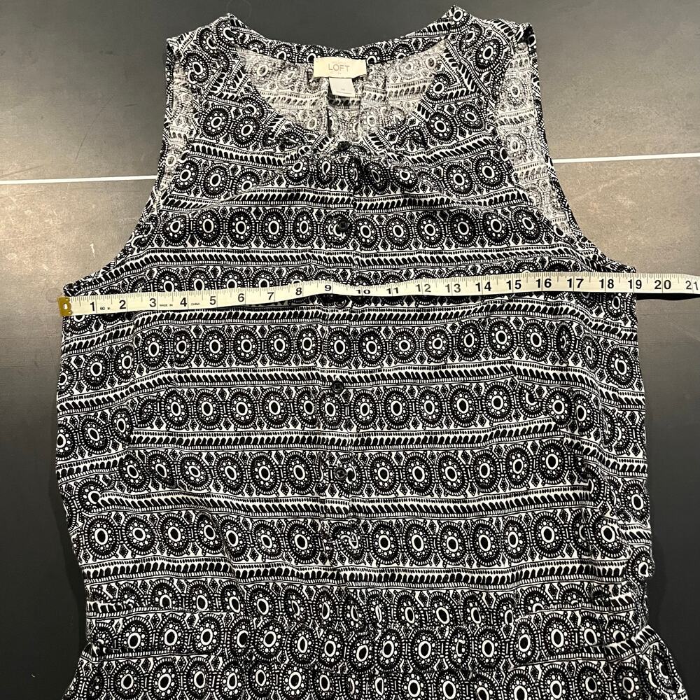 Ann Taylor LOFT Women's M Black White Geometric Sleeveless Romper Spring Summer - Picture 4 of 7